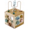 Cub educational din lemn cu diverse activitati, 15.5 x 17 cm, Nukido NK-861 0