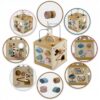 Cub educational din lemn cu diverse activitati, 15.5 x 17 cm, Nukido NK-861 1