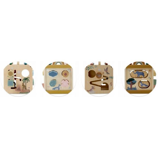 Cub educational din lemn cu diverse activitati, 15.5 x 17 cm, Nukido NK-861 2