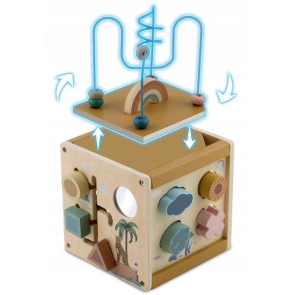 Cub educational din lemn cu diverse activitati, 15.5 x 17 cm, Nukido NK-861 4