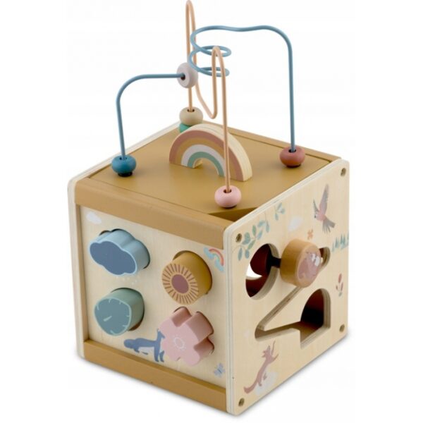 Cub educational din lemn cu diverse activitati, 15.5 x 17 cm, Nukido NK-861 5