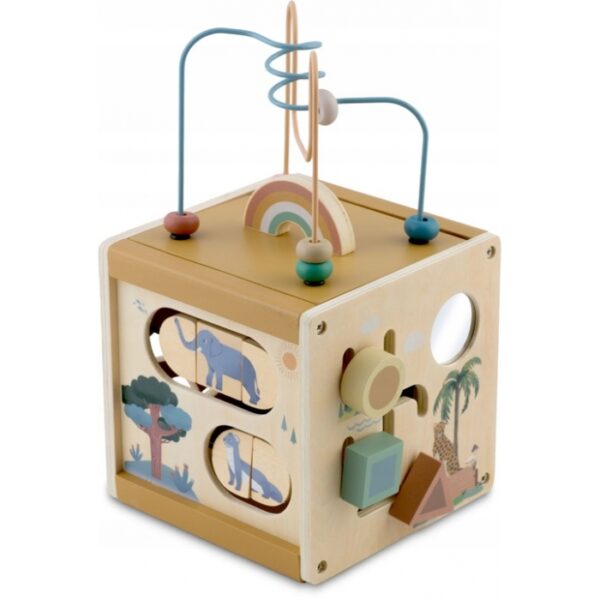 Cub educational din lemn cu diverse activitati, 15.5 x 17 cm, Nukido NK-861 6