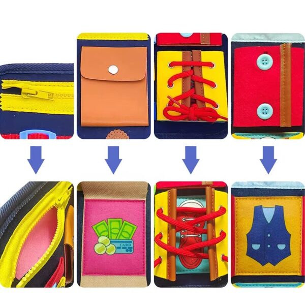 Carte Busy Board Montessori din fetru cu mâner