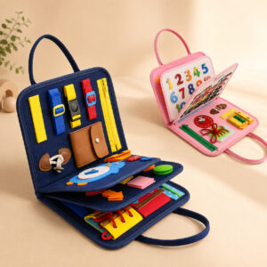 Carte Busy Board Montessori din fetru cu mâner