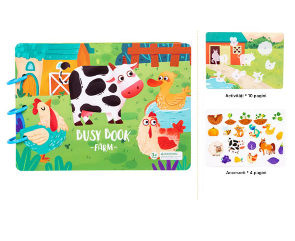 Carte de activități Busy Book Montessori cu stickere reutilizabile