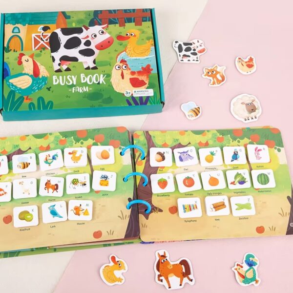Carte de activități Busy Book Montessori cu stickere reutilizabile