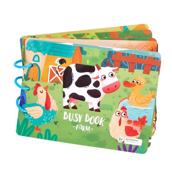 Carte de activități Busy Book Montessori cu stickere reutilizabile – Fermă