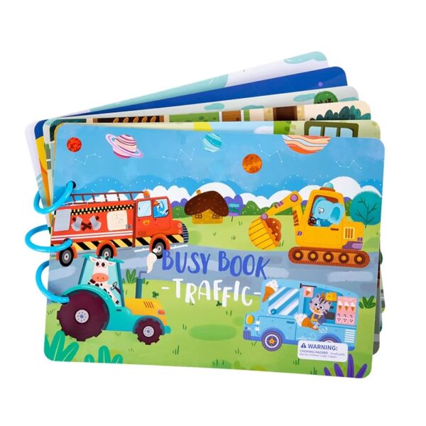 Carte de activități Busy Book Montessori cu stickere reutilizabile – Mașini