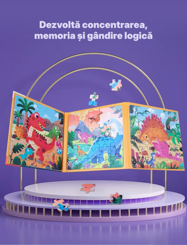 Carte magnetică tip puzzle, pliabilă 3-în-1, Quiet Book cu magnet, niveluri 1-5