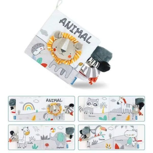 Carte textilă senzorială pentru bebeluși – Animale
