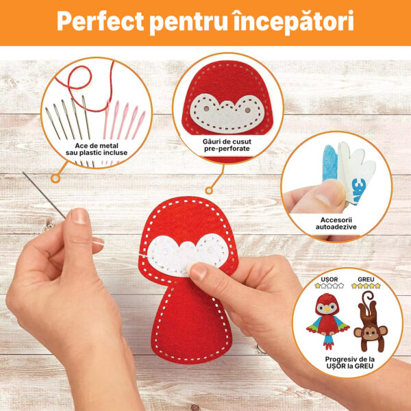 Kit de cusut din fetru, DIY pentru copii