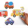 Puzzle din lemn pentru copii în cutie metalică, 6 mini-puzzle-uri