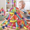 Set construcție cu bare magnetice și bile, culori pastel
